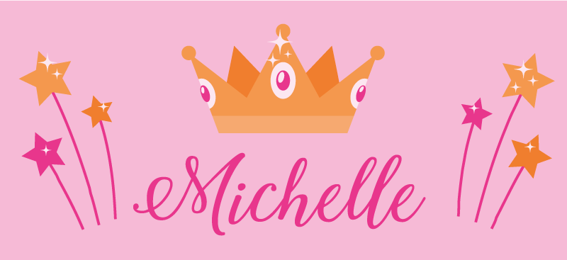 Wands and crown with name kids rug - TenStickers