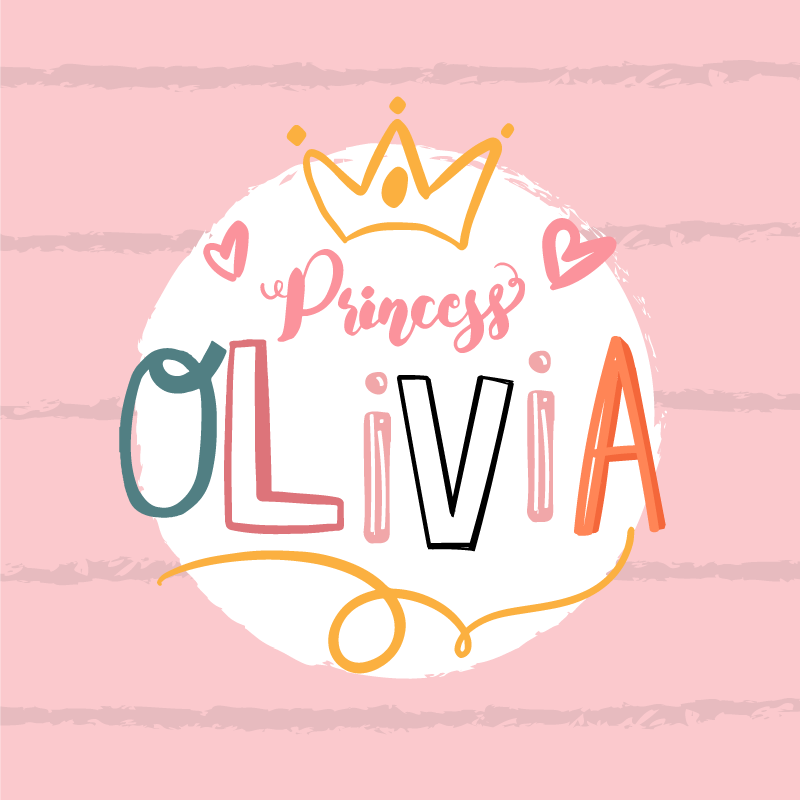 Crowned princess with name kids rug - TenStickers