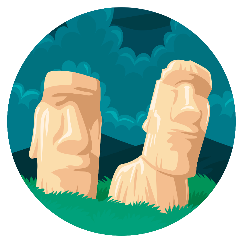 Moai Statues Silhouette map rug - TenStickers