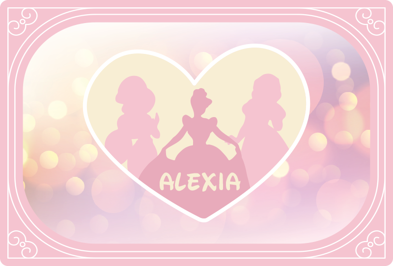 Princess Silhouette Heart custom floor mat - TenStickers
