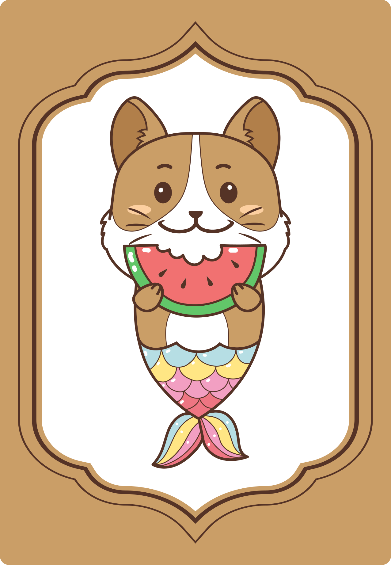 Cute Mermaid Character animal mat - TenStickers