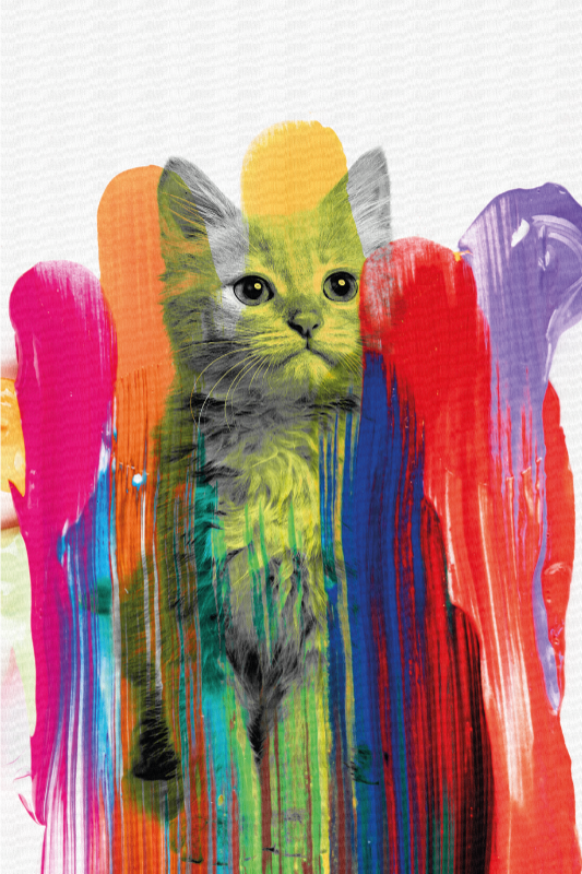 Colorful Cat Portrait modern rug - TenStickers