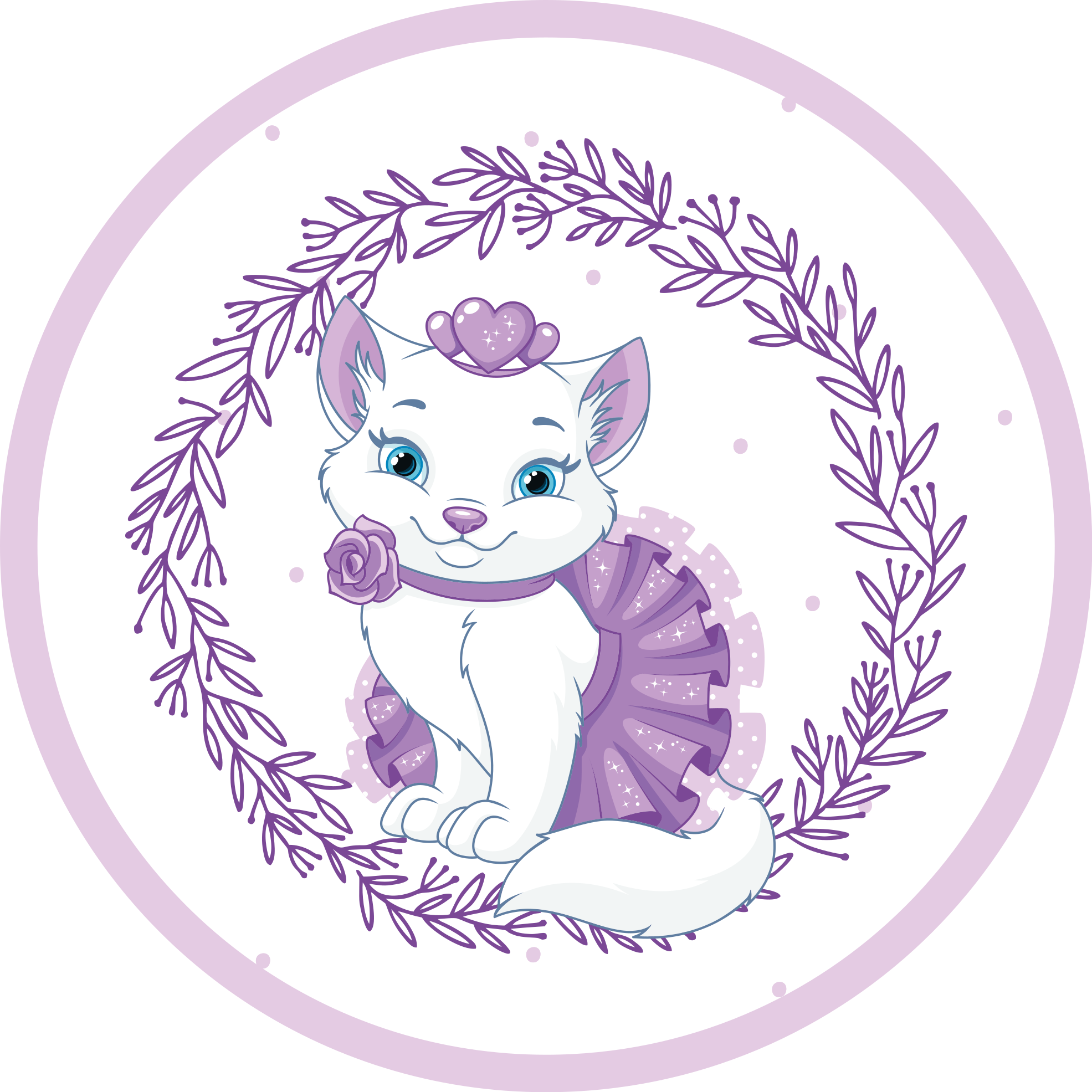 Purple floral kitty nursery rug - TenStickers