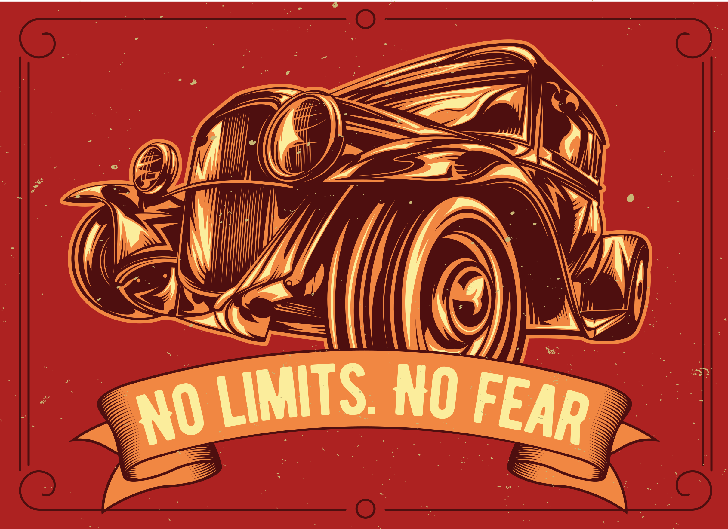 Classic car illustration quote rug - TenStickers