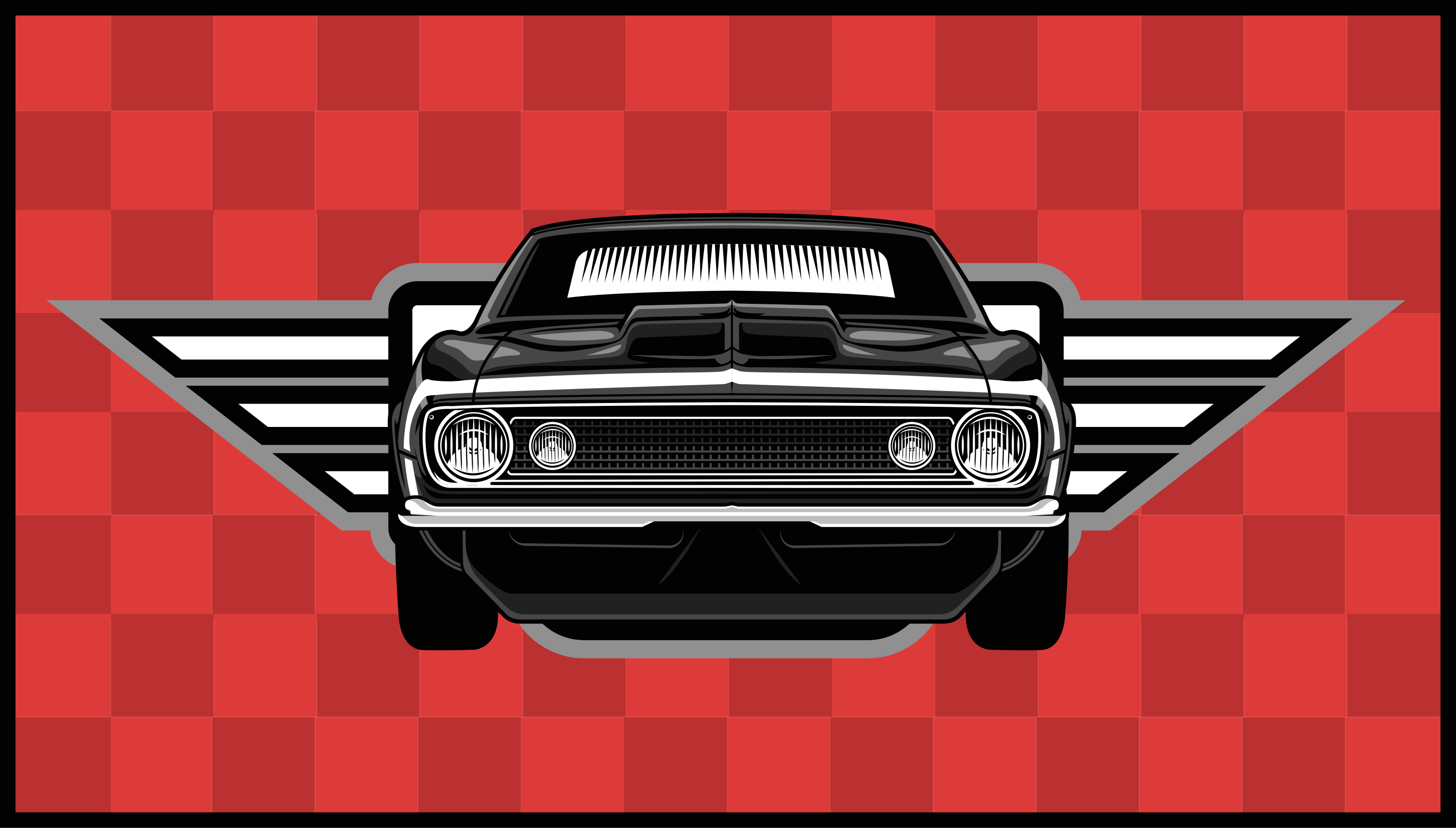 Checkered Muscle Car kids rug - TenStickers