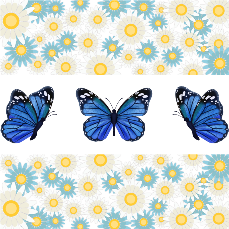 Blue butterflies floral rug - TenStickers