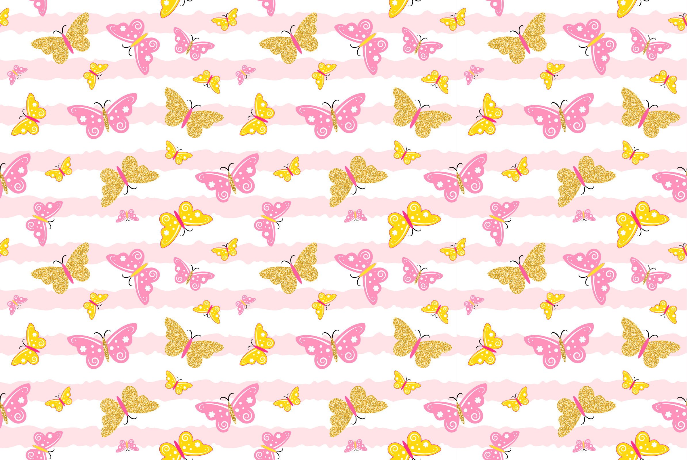 Pink and yellow butterflies kids rug - TenStickers
