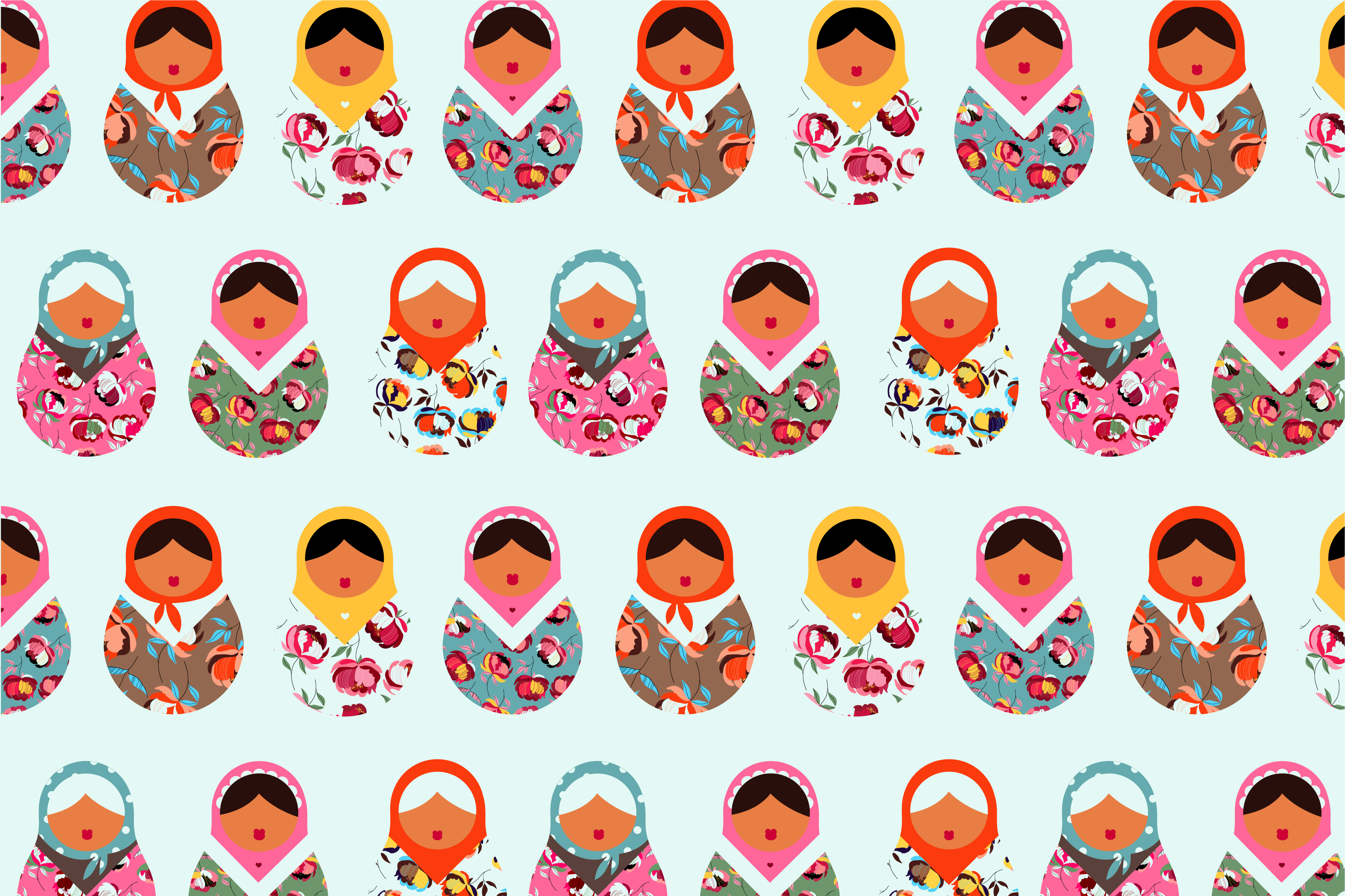 Vibrant Matryoshka Dolls ethnic rug - TenStickers