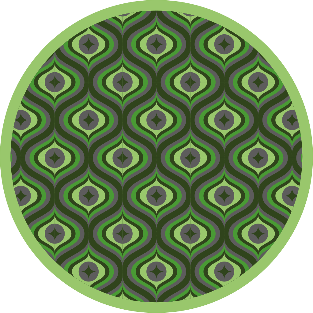 Intricate Green Waves circular rug - TenStickers