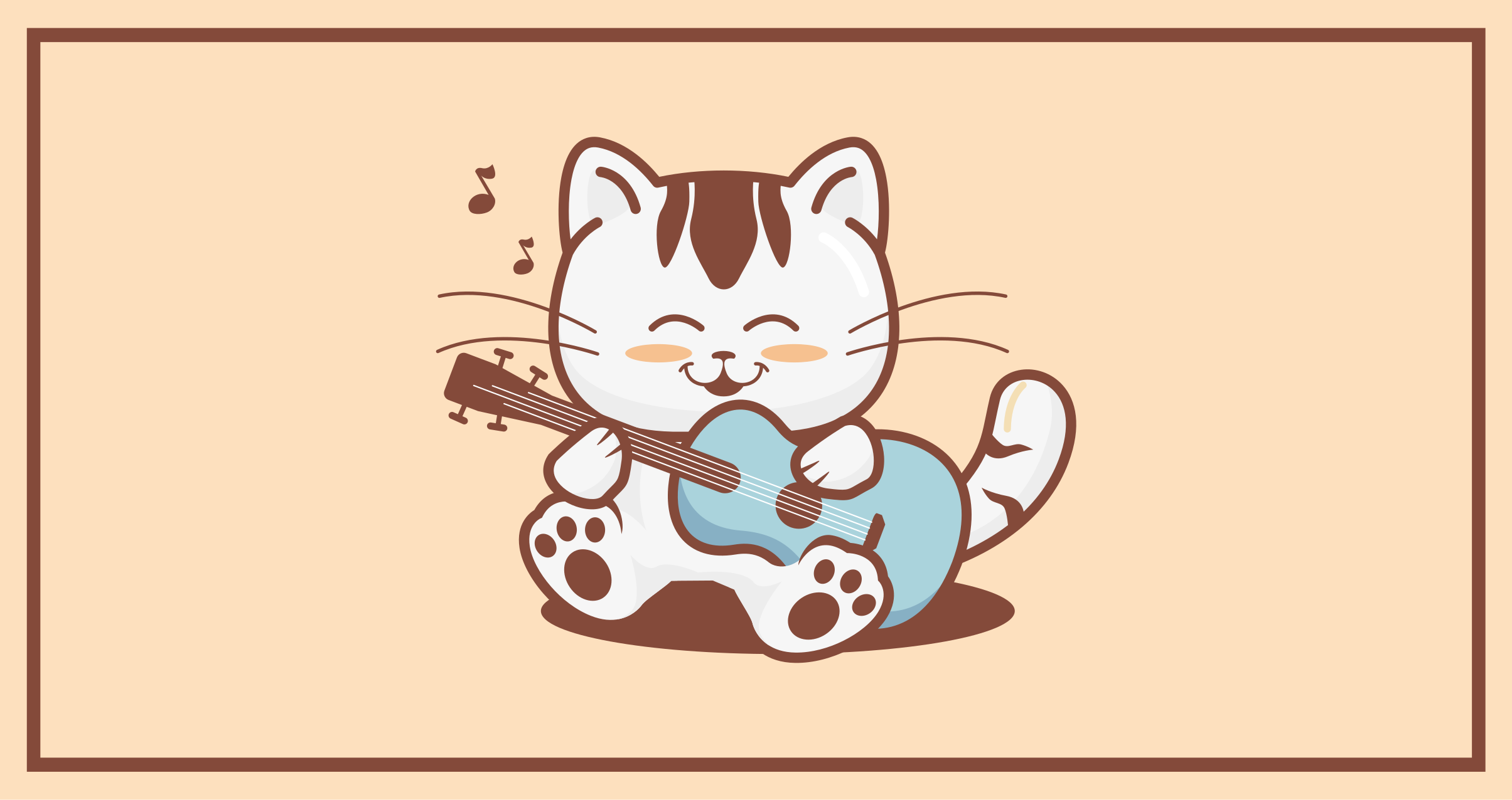 Happy cat musician animal mat - TenStickers