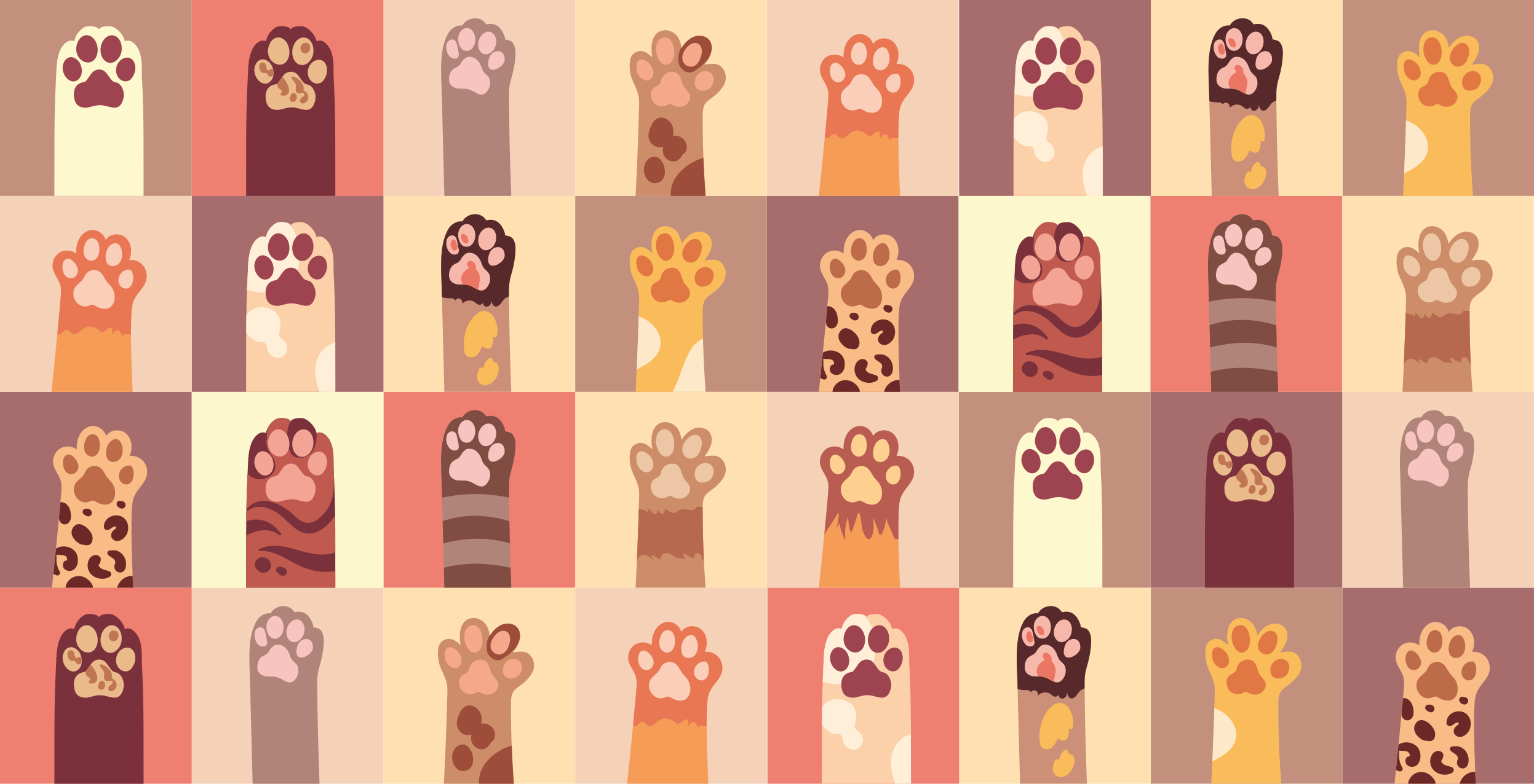 Vibrant Paw Prints animal print rug - TenStickers