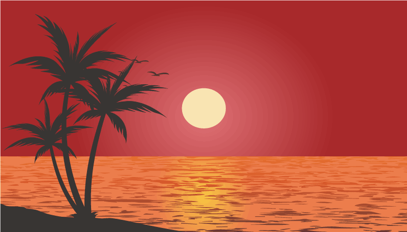 Tropical Sunset Landscape nature rug - TenStickers