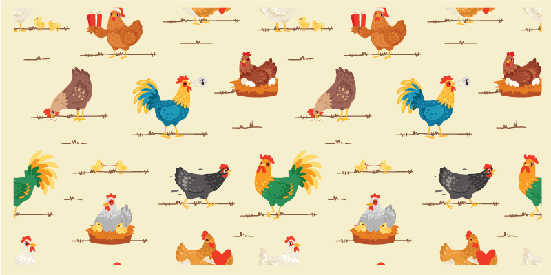 Colorful Chicken Patterns animal mat - TenStickers