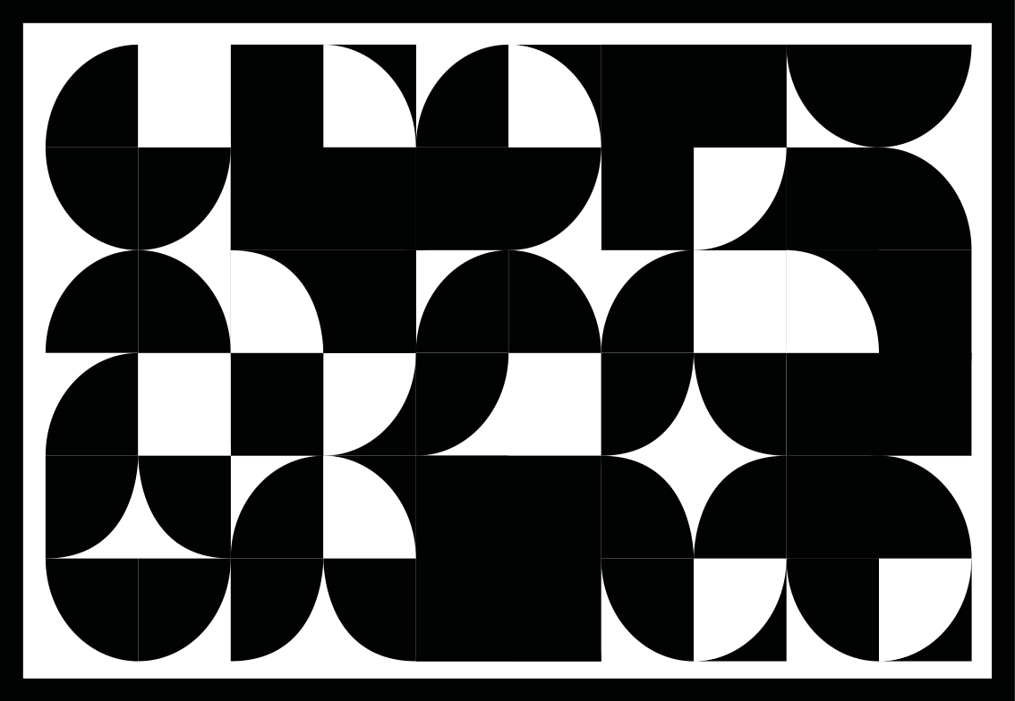 Curved Black Shapes geometric rug - TenStickers