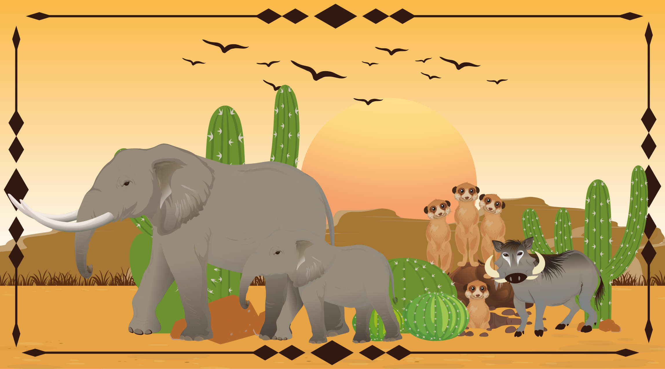 Twilight elephant expedition nature rug - TenStickers