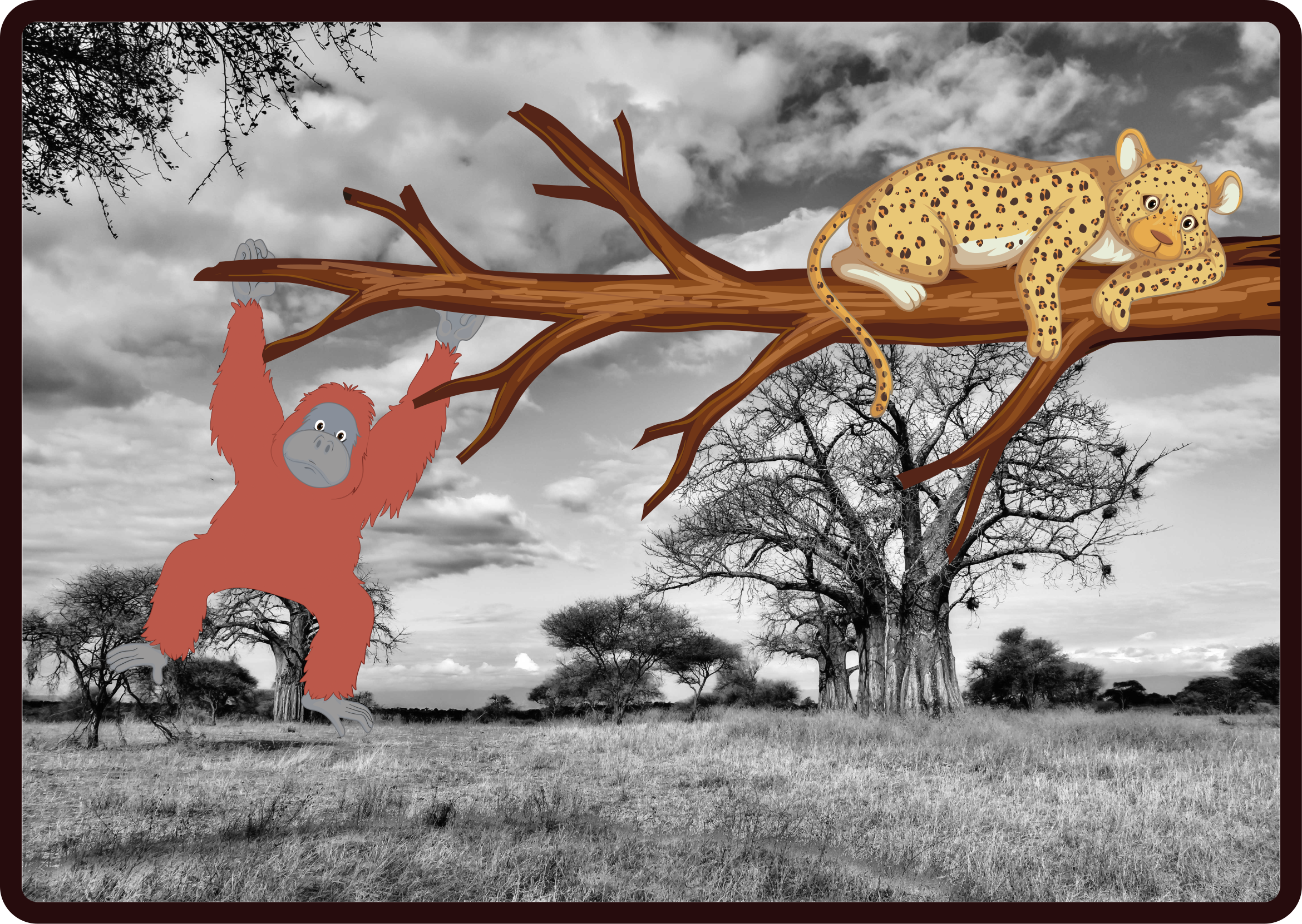 Jungle Creatures Playful animal mat - TenStickers