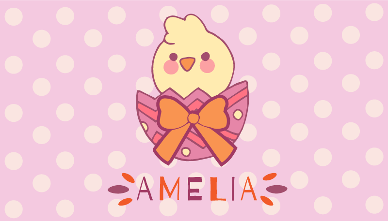 Pink chick with name nursery rug - TenStickers