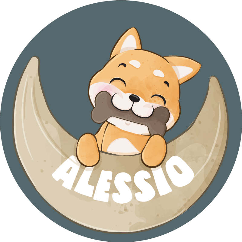 Puppy with bone and name kids rug - TenStickers