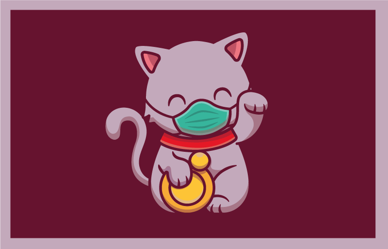 Cat Wearing Mask animal mat - TenStickers