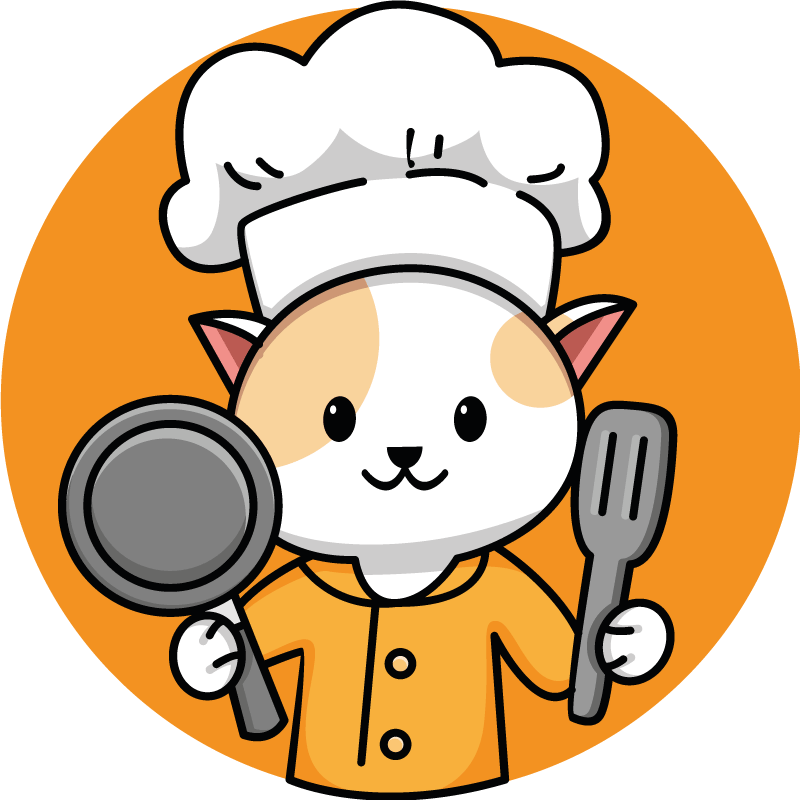 Orange chef cat kitchen mat - TenStickers