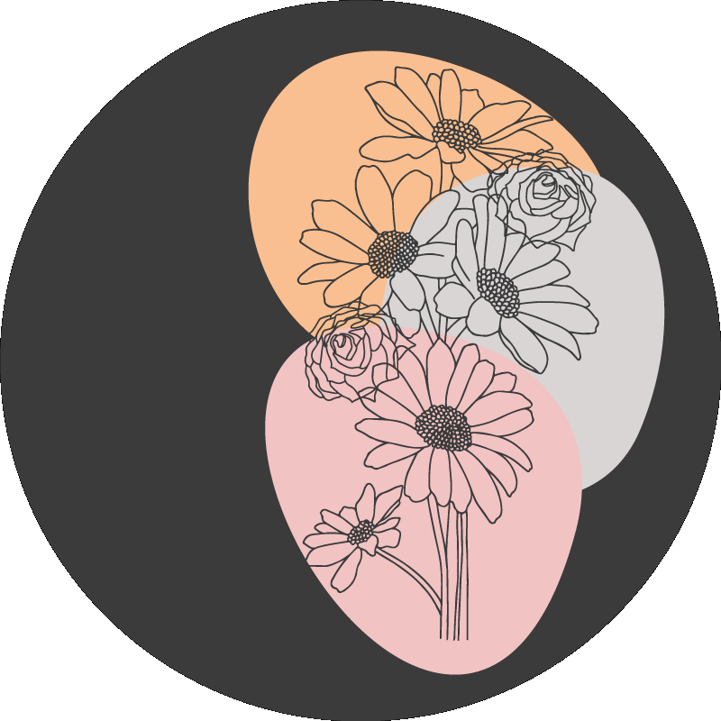 Circle composition floral rug - TenStickers