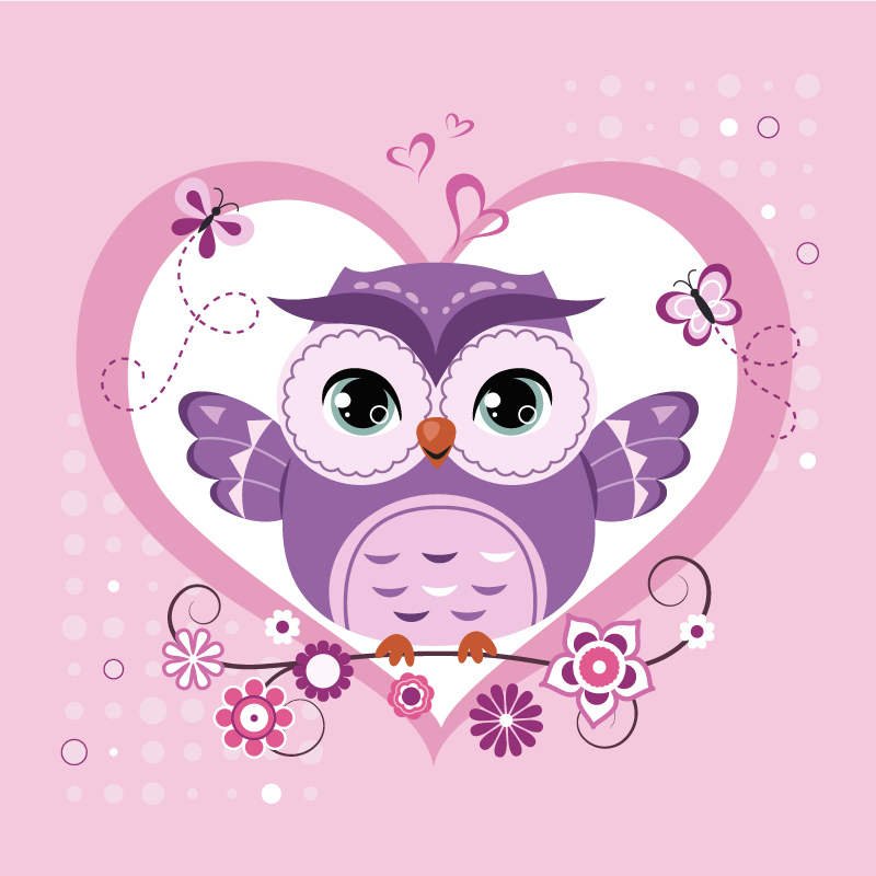 CUTE OWL HEART kids carpet - TenStickers