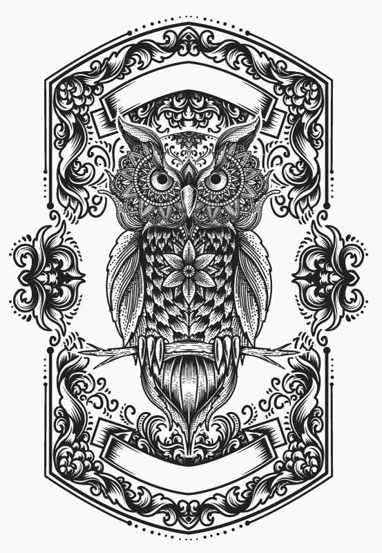 Intricate Owl Motif mandala rug - TenStickers