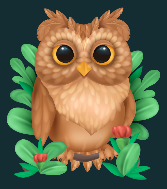 Cute Owl Illustration animal mat - TenStickers