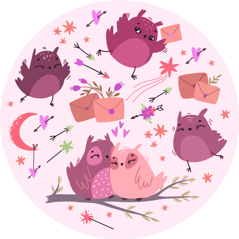Kids carpet with purple owls design - TenStickers