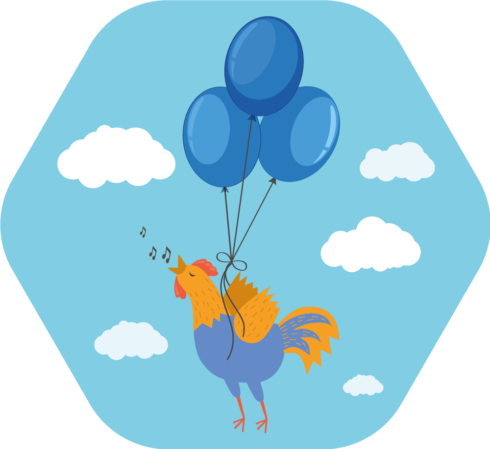 Cheerful Rooster Balloons kids rug - TenStickers