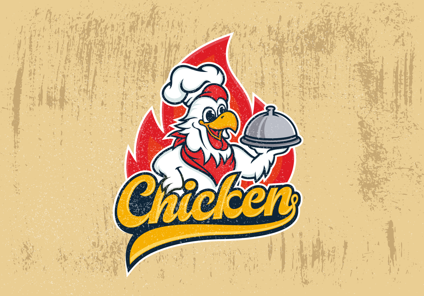 Cheerful Chicken Logo kitchen mat - TenStickers
