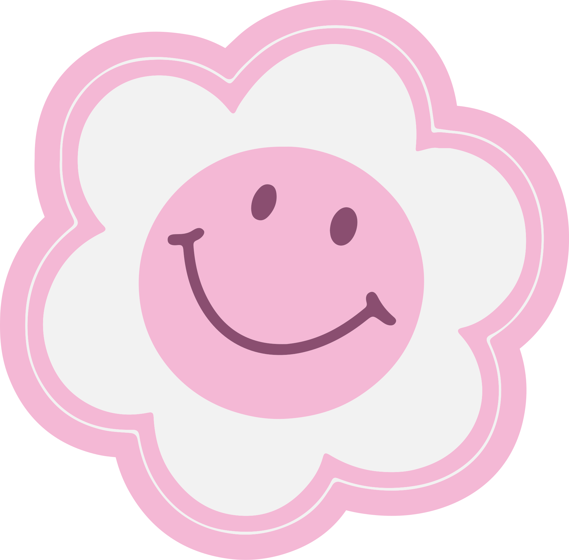 Flower pink and white smiley face bedroom rug - TenStickers
