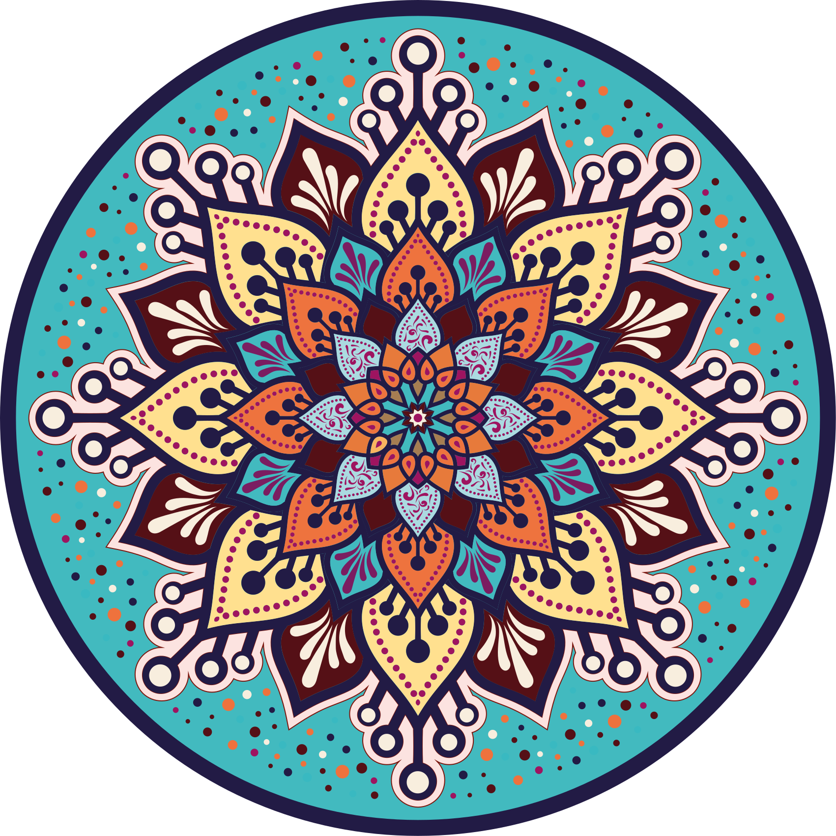 Arte colorido en círculo mandala rug - TenStickers