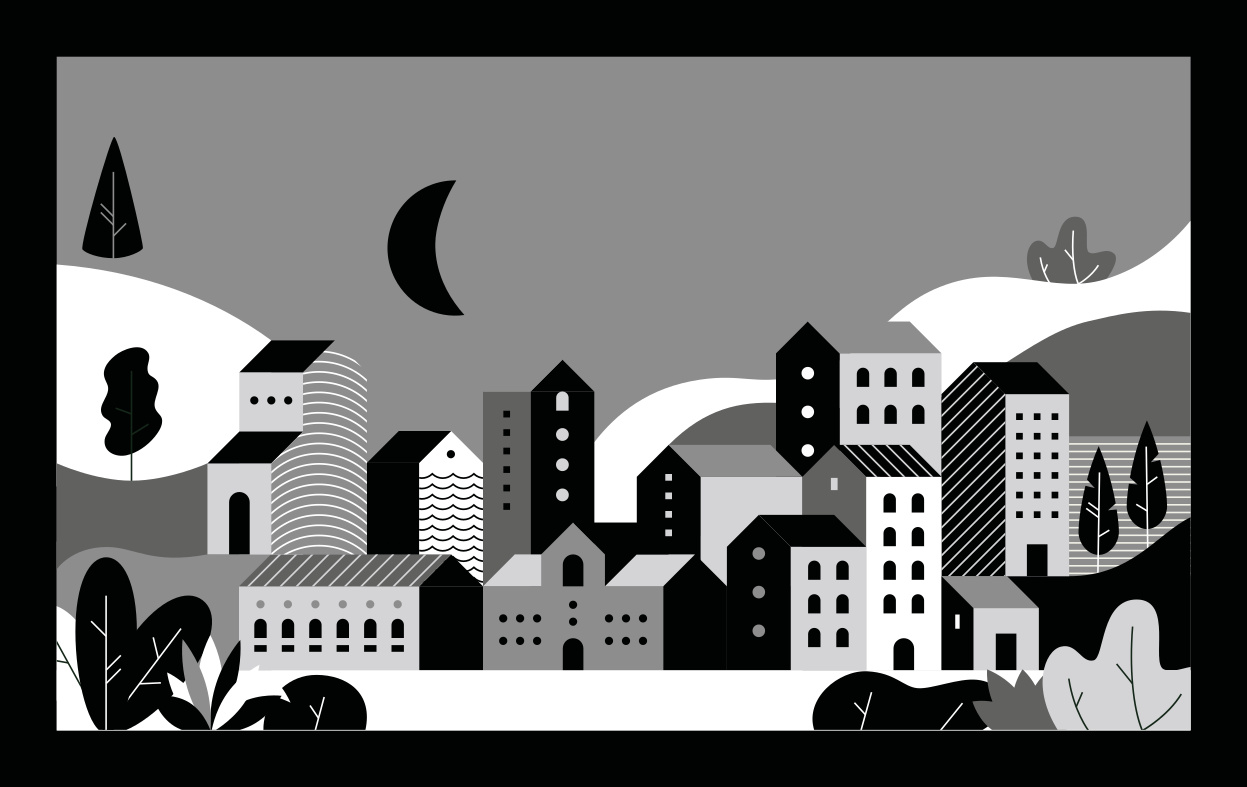 Cityscape Black and White modern rug - TenStickers