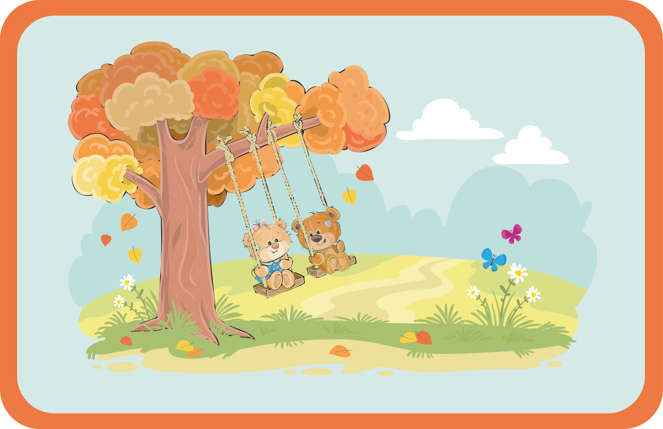 Baby bears on swings kids carpet - TenStickers