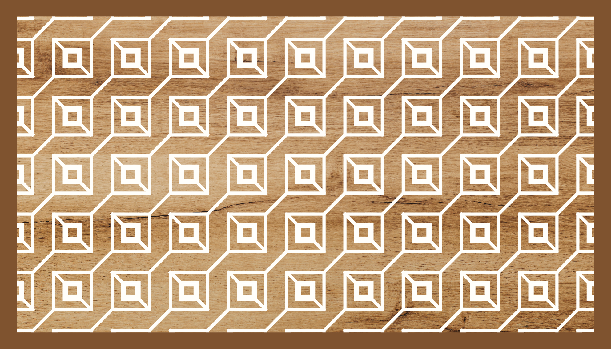 Geometric Motifs wood effect rug - TenStickers