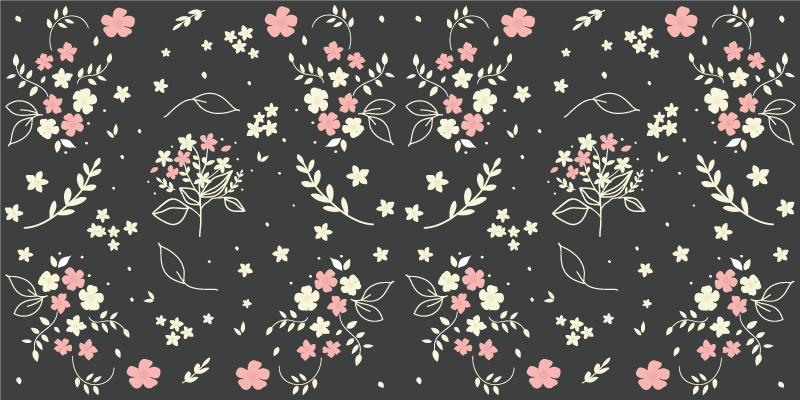 Little pink white flowers on dark floral rug - TenStickers