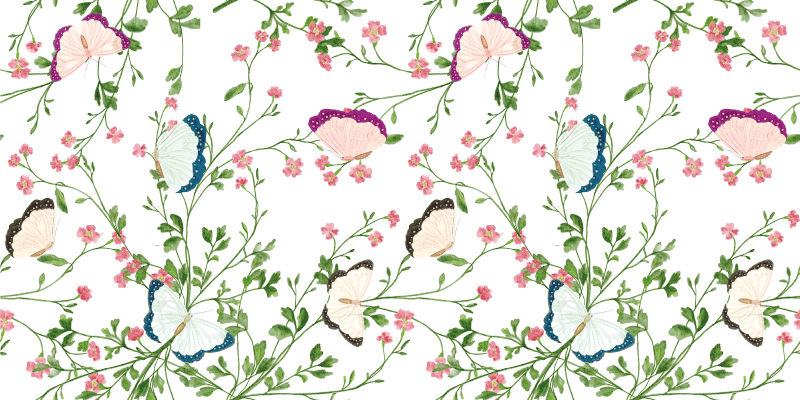 Butterfly Pattern floral rug - TenStickers