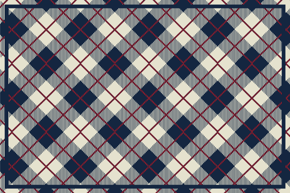 Navy check pattern geometric rug - TenStickers