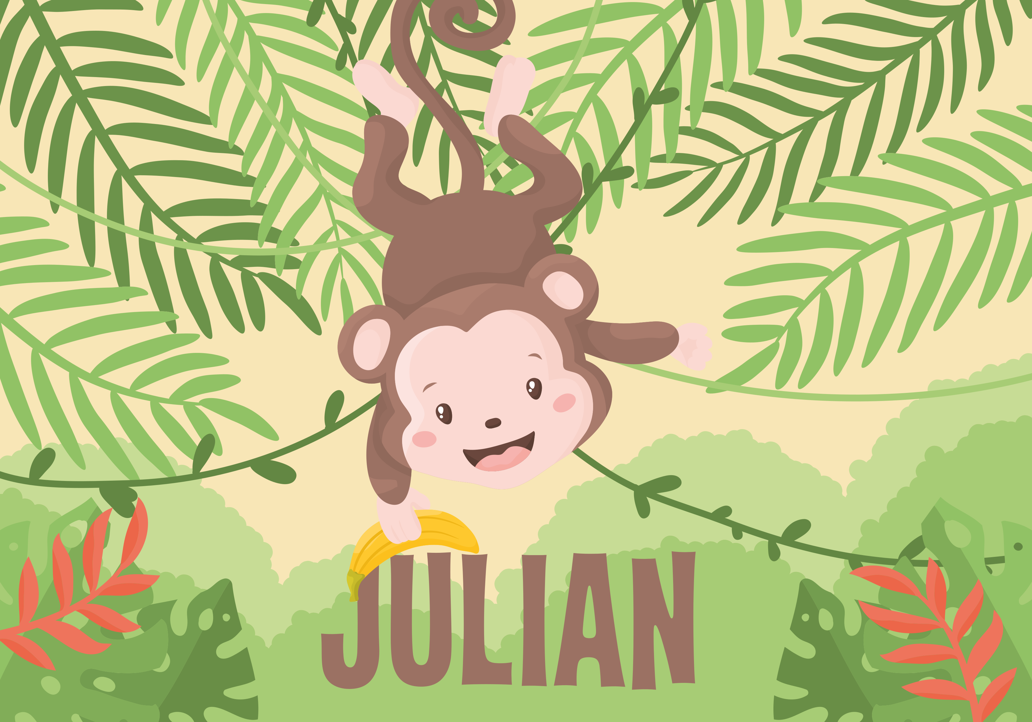 Playful Monkey Theme custom floor mat - TenStickers