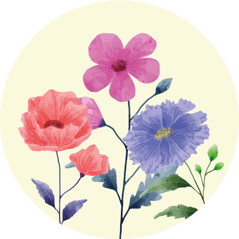 Vibrant Flower Composition circular rug - TenStickers