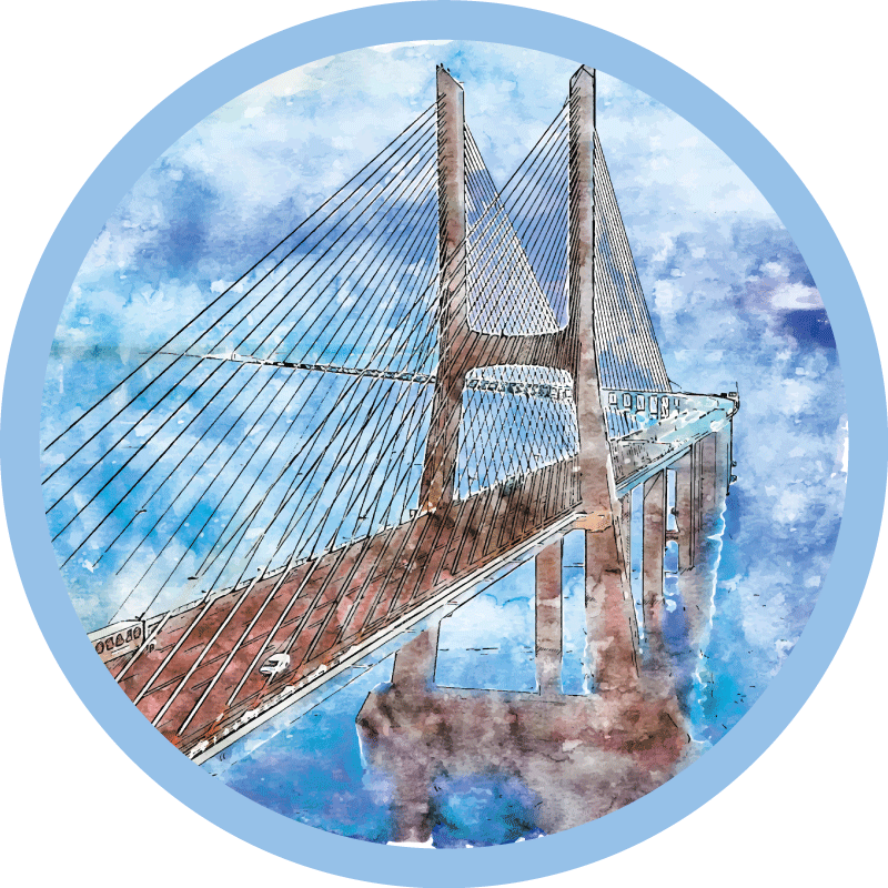 Bridges Over Water circular rug - TenStickers