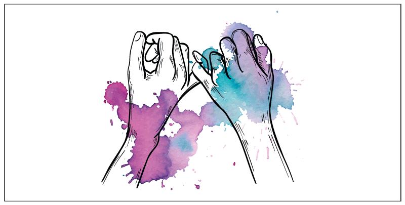 Hand drawn pinky promise rectangular rug - TenStickers