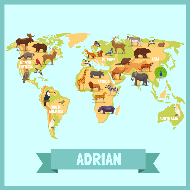 Fauna design with name custom floor mat - TenStickers