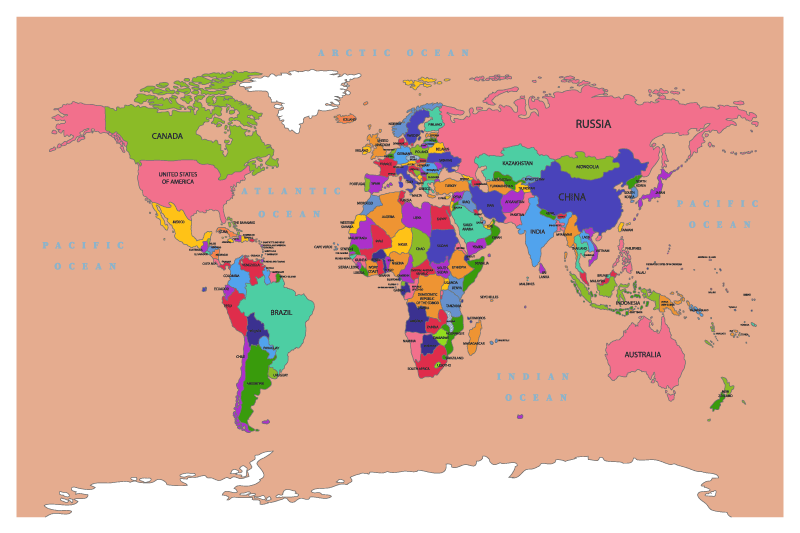 Map rug in beige overview - TenStickers