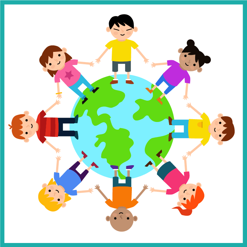 World holding hands kids rug - TenStickers