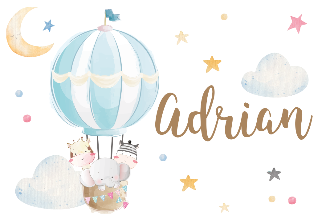 Aerial balloon with name kids rug - TenStickers