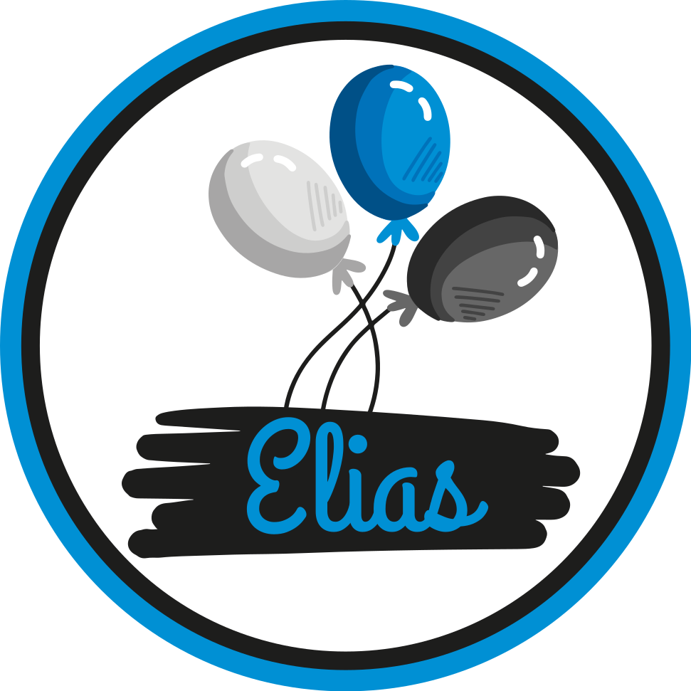 Personalised grey and blue balloons kids rug - TenStickers