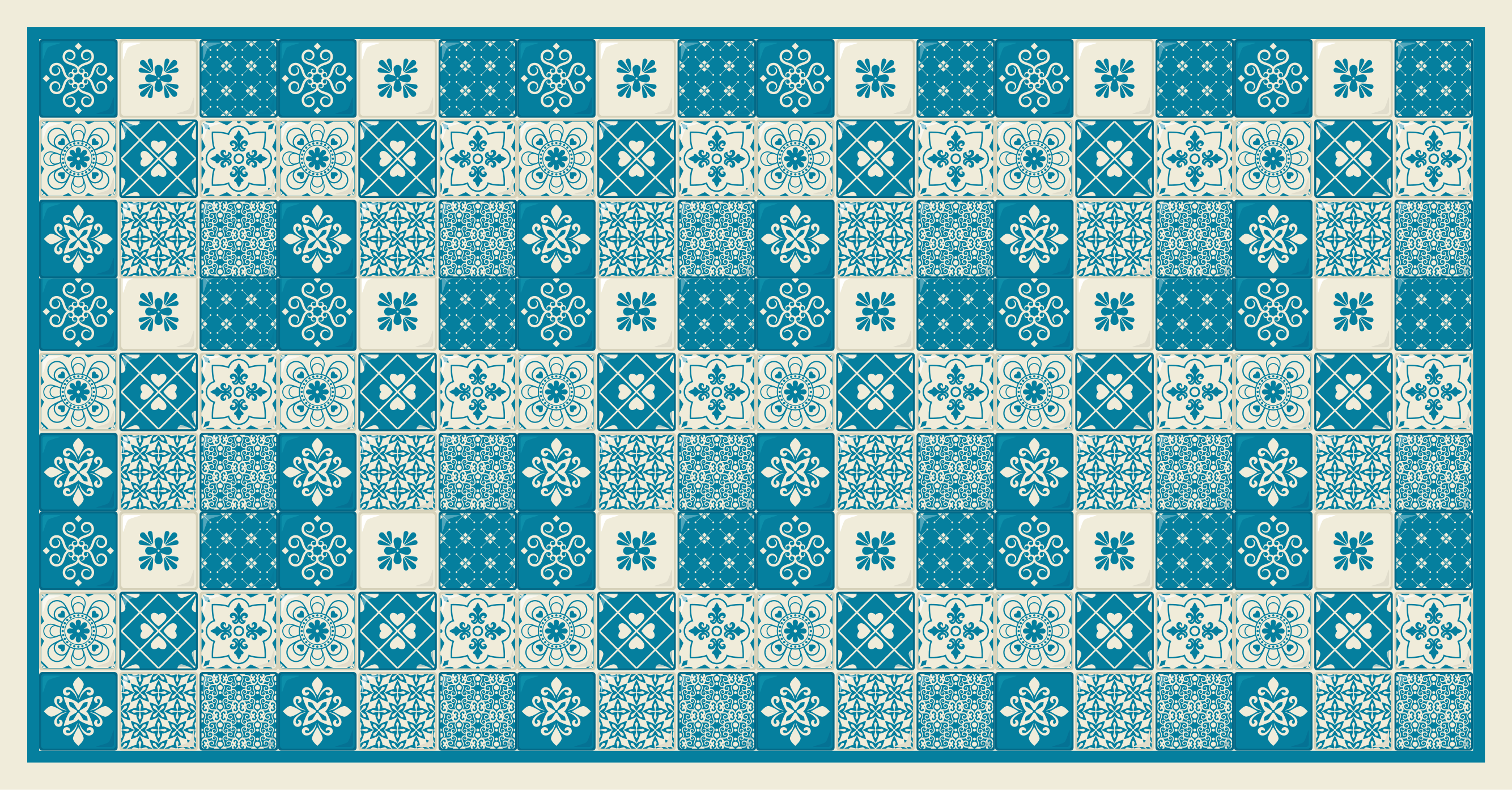 Patterned blue  mosaic tile carpet - TenStickers