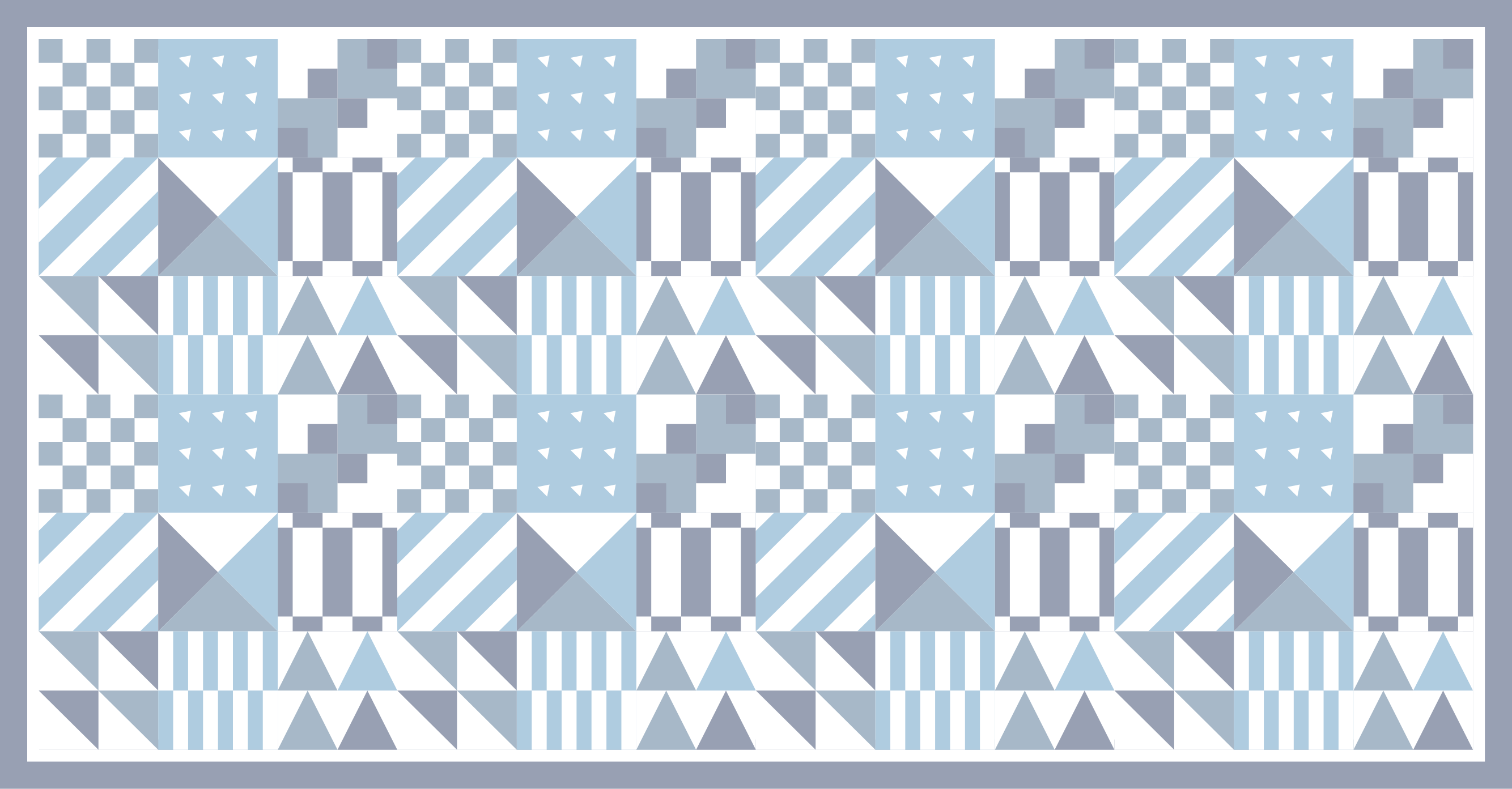 Blue Geometric Patterns tile carpet - TenStickers
